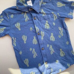 Carter's Blue and Green Cactus Kids Button Down Shirt